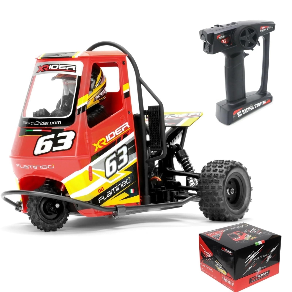 NT84962 1-8 Scale Remote Control X-Rider Flamingos 2.4G 3WD High Speed Electric Tricycle RTR - Red