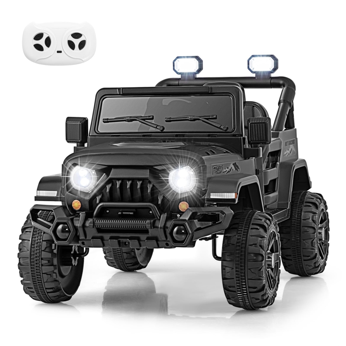 NT85124 OLAKIDS 12V Ride On Truck for Kids with Remote Control, Bluetooth, LED Lights, Music Player - Black