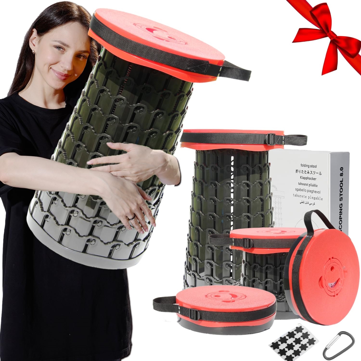 NT85200 19.7 in. Portable Collapsible Folding Stool with Cushion, Heavy Duty - 1000 lbs Max Load
