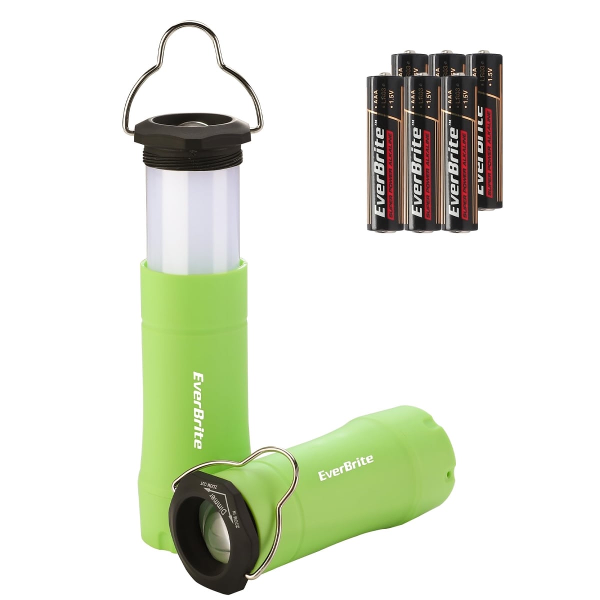 NT85255 EverBrite 2-in-1 Mini Lanterns & Flashlights, Zoomable with 3 Modes, 2PC Battery Powered for Camping & Emergency