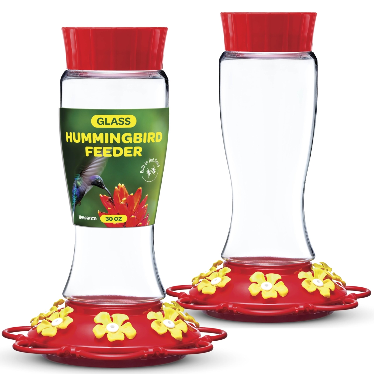 NT85570 Hummingbird Feeder 30 oz Glass Set for Outdoors