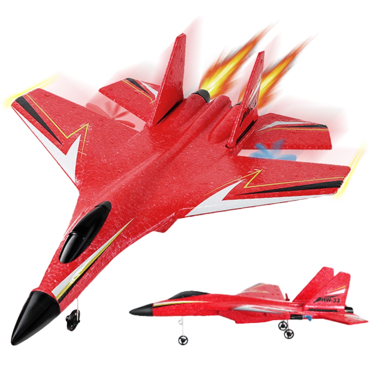 NT85621 Remote Control Airplane for Kids, 2.4 Ghz Remote Control with Smart Gyro & LED Lights, Hobby Remote Control Glider Fighter Jet - Red