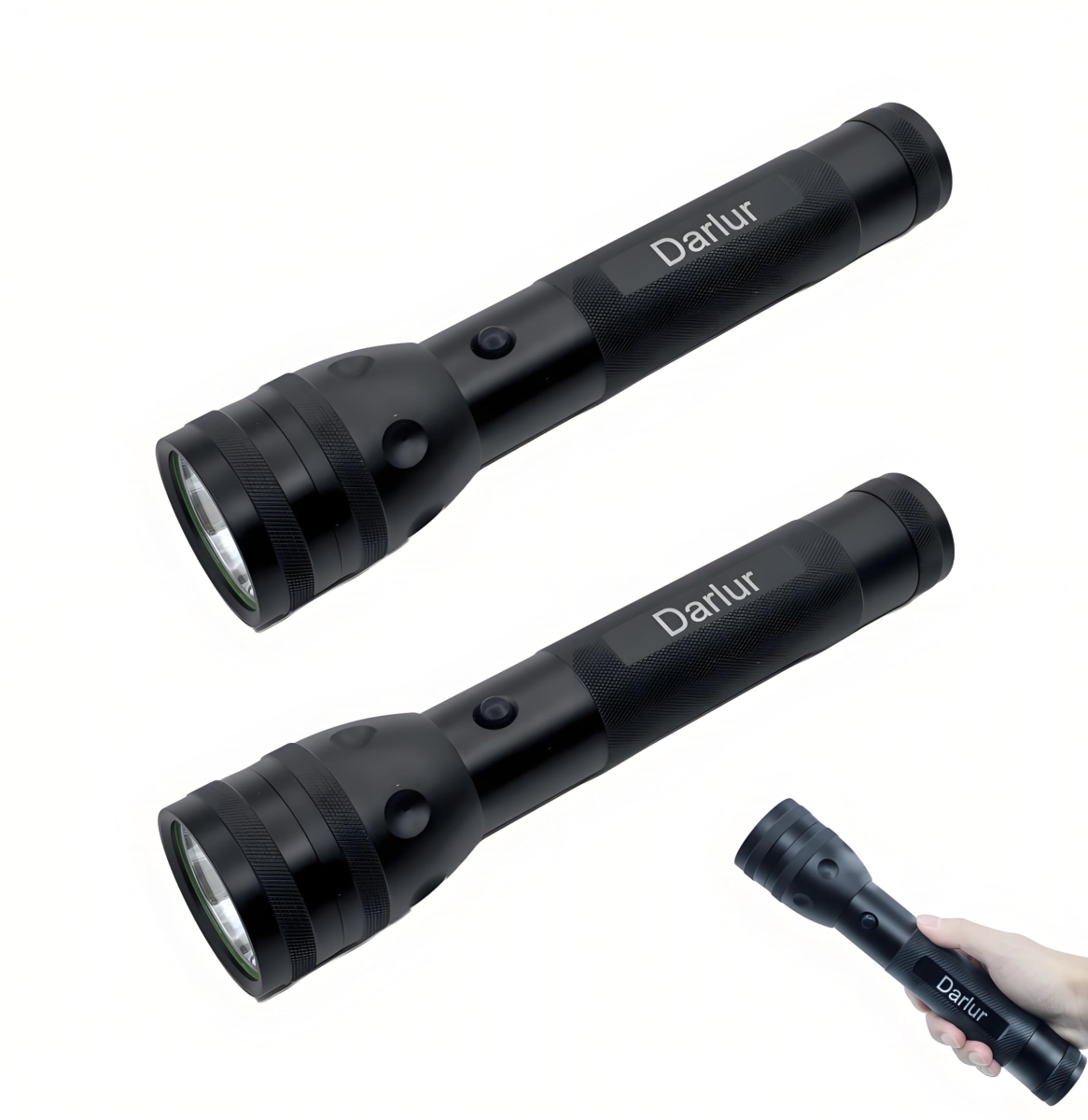 NT85697 Heavy Duty 2 D Cell Battery LED Flashlights, High Lumens, Aluminum, Emergency - Pack of 2
