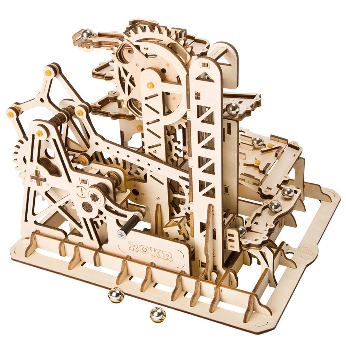 NT85885 ROKR 3D Wooden Puzzle Marble Run Set - Mechanical Model Kit for Adults - Marble Fortress