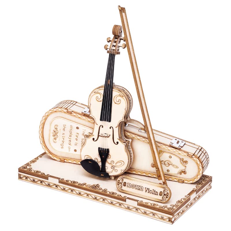 NT85887 ROKR Wooden 3D Violin Puzzle Model Kit for Adults, Teens & Kids