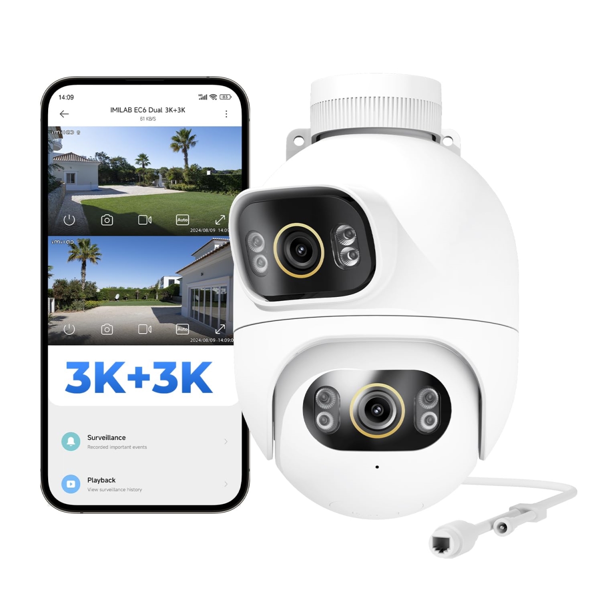 NT85929 IMILAB EC6 Dual 3K Plus 3K Outdoor Security Camera with Motion Spotlight & Siren