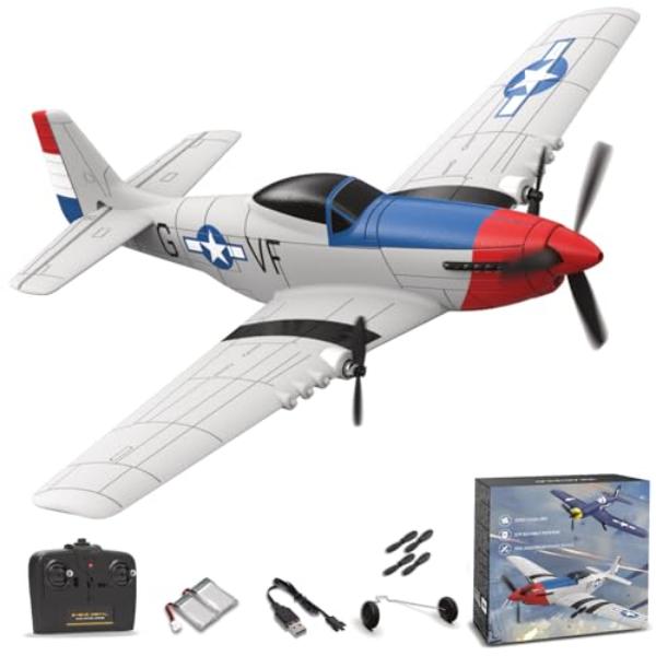 NT85964 Remote Control Plane for Beginners, P51 Remote Control Airplane with 2.4 Ghz 3 Channel & 6 Axis Gyro Stabilizer