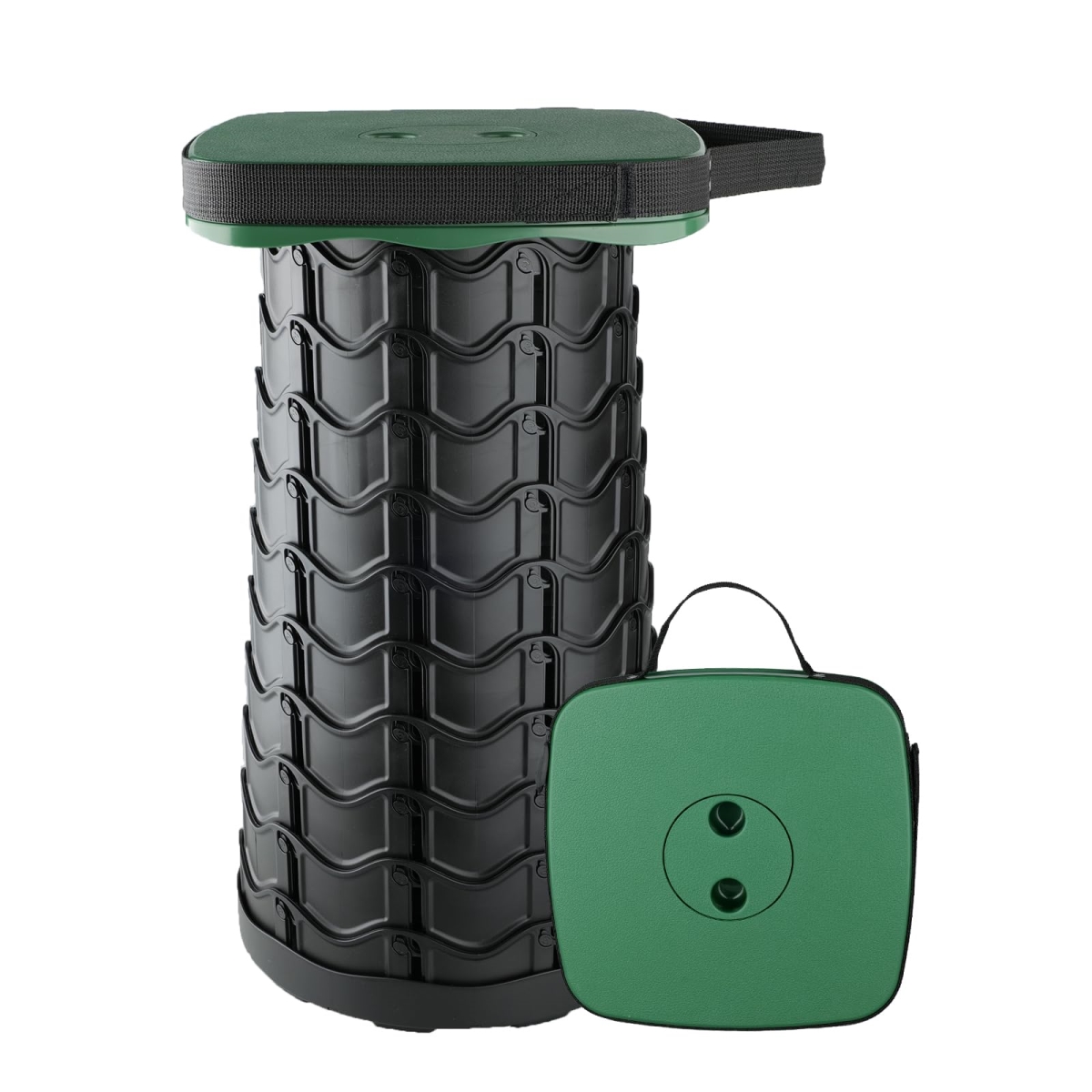 NT85973 Boreeman Upgraded Collapsible Stool, Square Portable, Lightweight & Sturdy, 400 lbs Capacity - Square Army Green