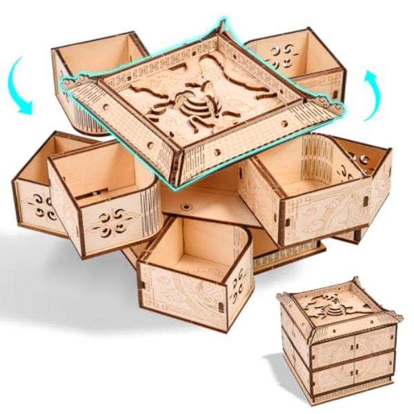 NT86135 3D Wooden Puzzle - Mechanical Dragon Treasure Chest Model Kit