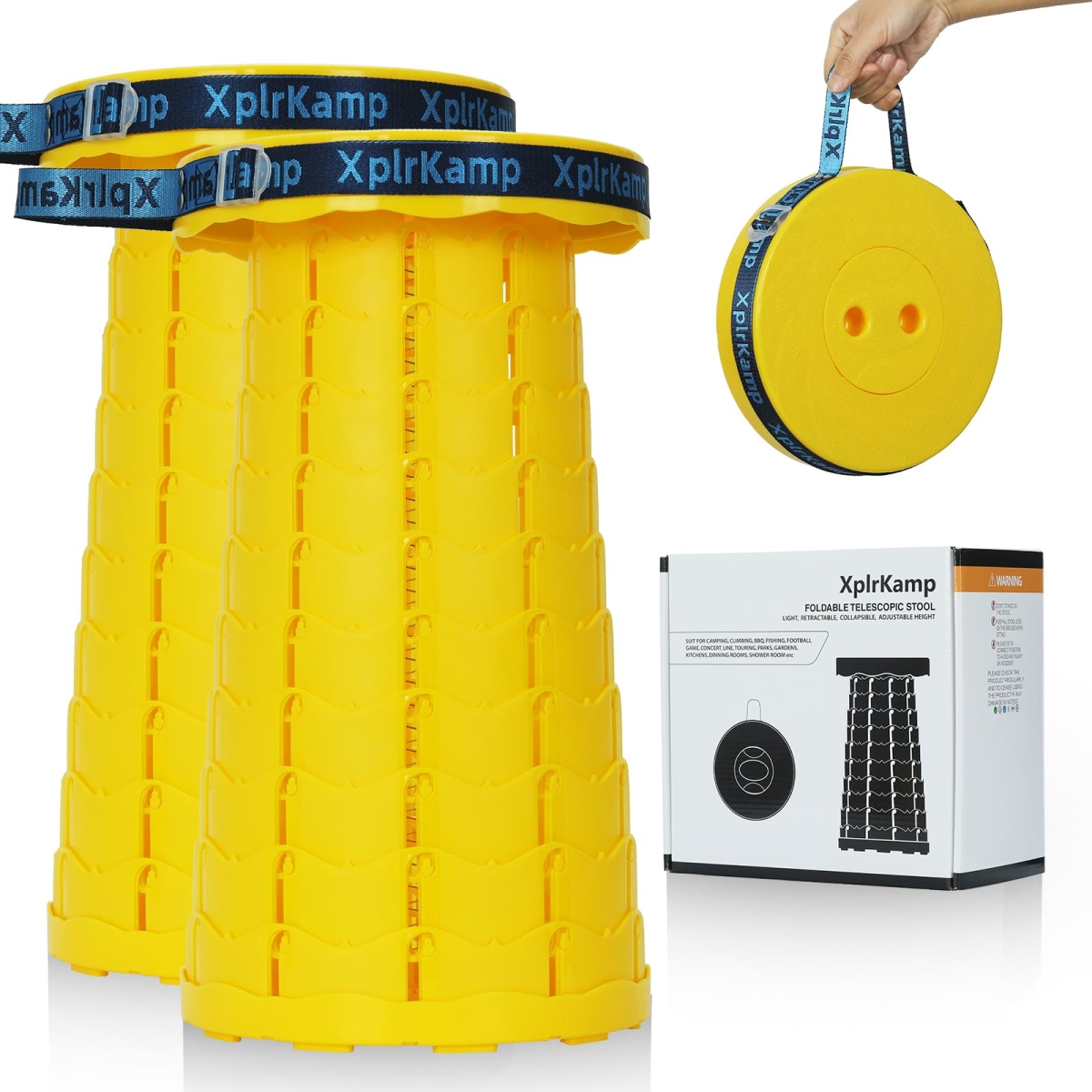 NT86221 Upgraded Thickened Collapsible Stool, Portable Folding Chair, Lightweight Sturdy Foldable Camping Stool - Yellow