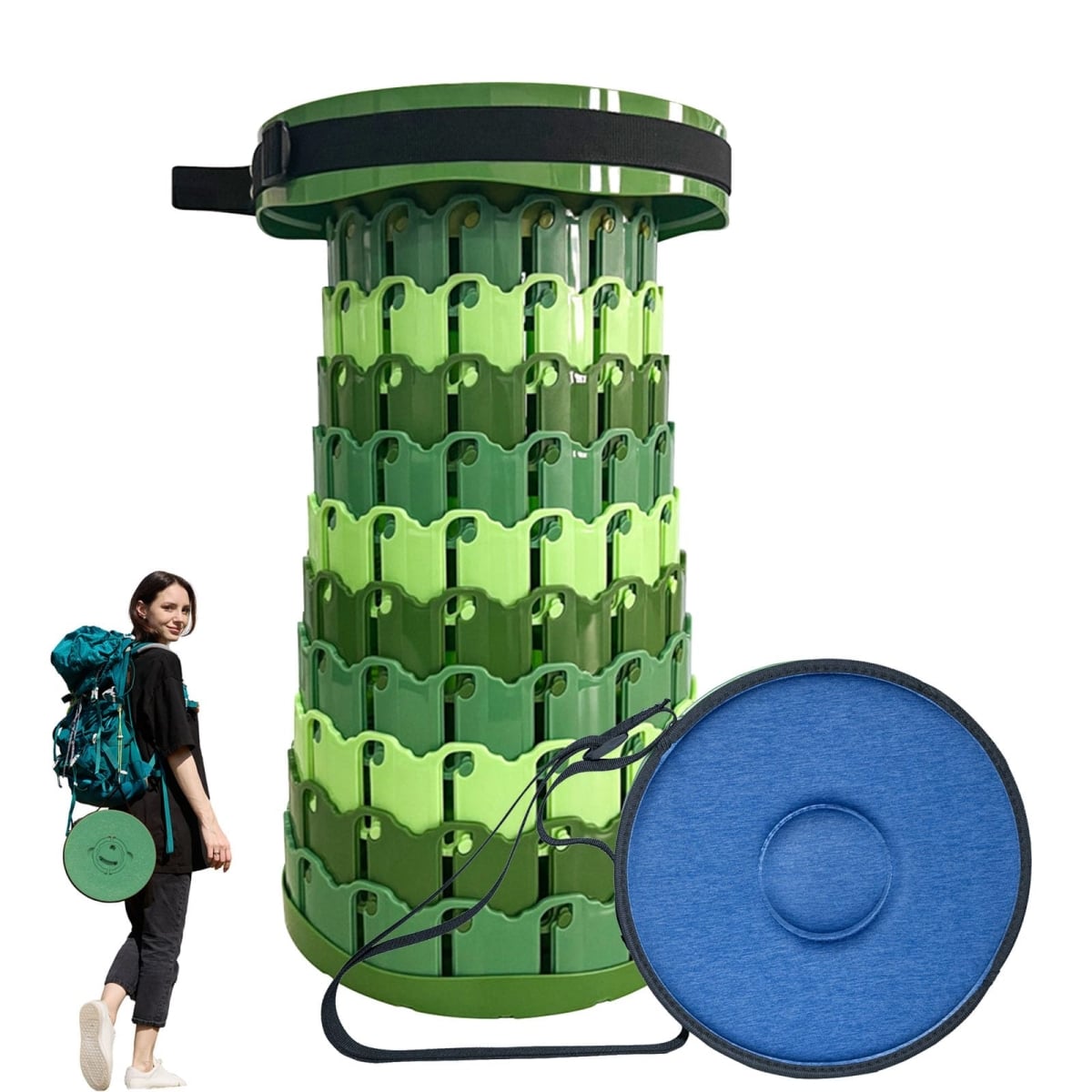 NT86379 Heavy Duty Collapsible Stool with Cushion, Portable & Foldable for Camping, 1000 lbs Max Capacity