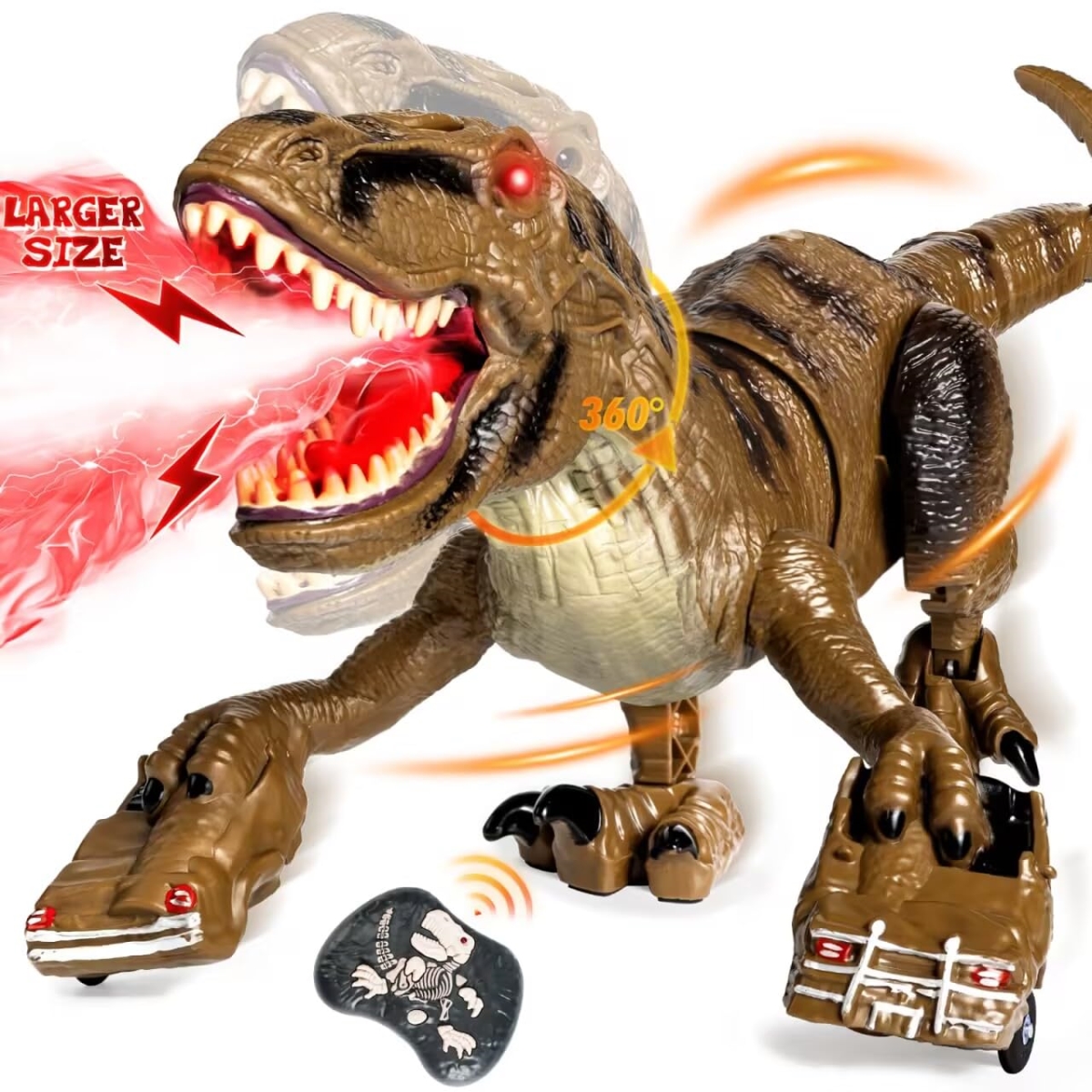 NT86629 Remote Control Dinosaur Toys with Swaying Head & Spray, Roaring, Realistic Walking T-Rex for Kids
