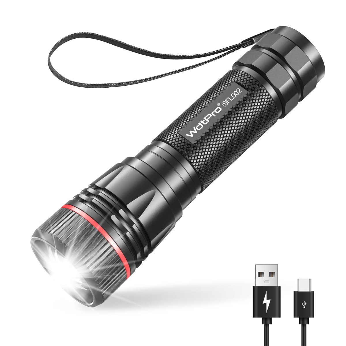 NT86683 WdtPro Rechargeable High Lumens Flashlights, LED Mini Tactical for Camping & Emergency