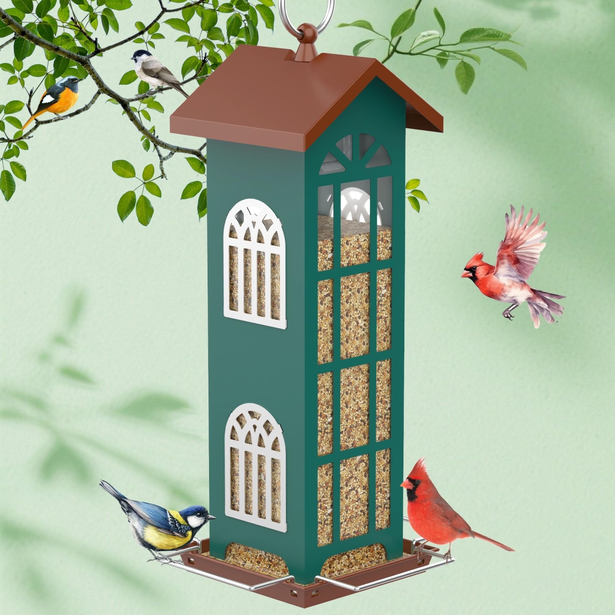 NT86713 Metal Bird Feeder for Outdoors, Waterproof & Rust-Proof
