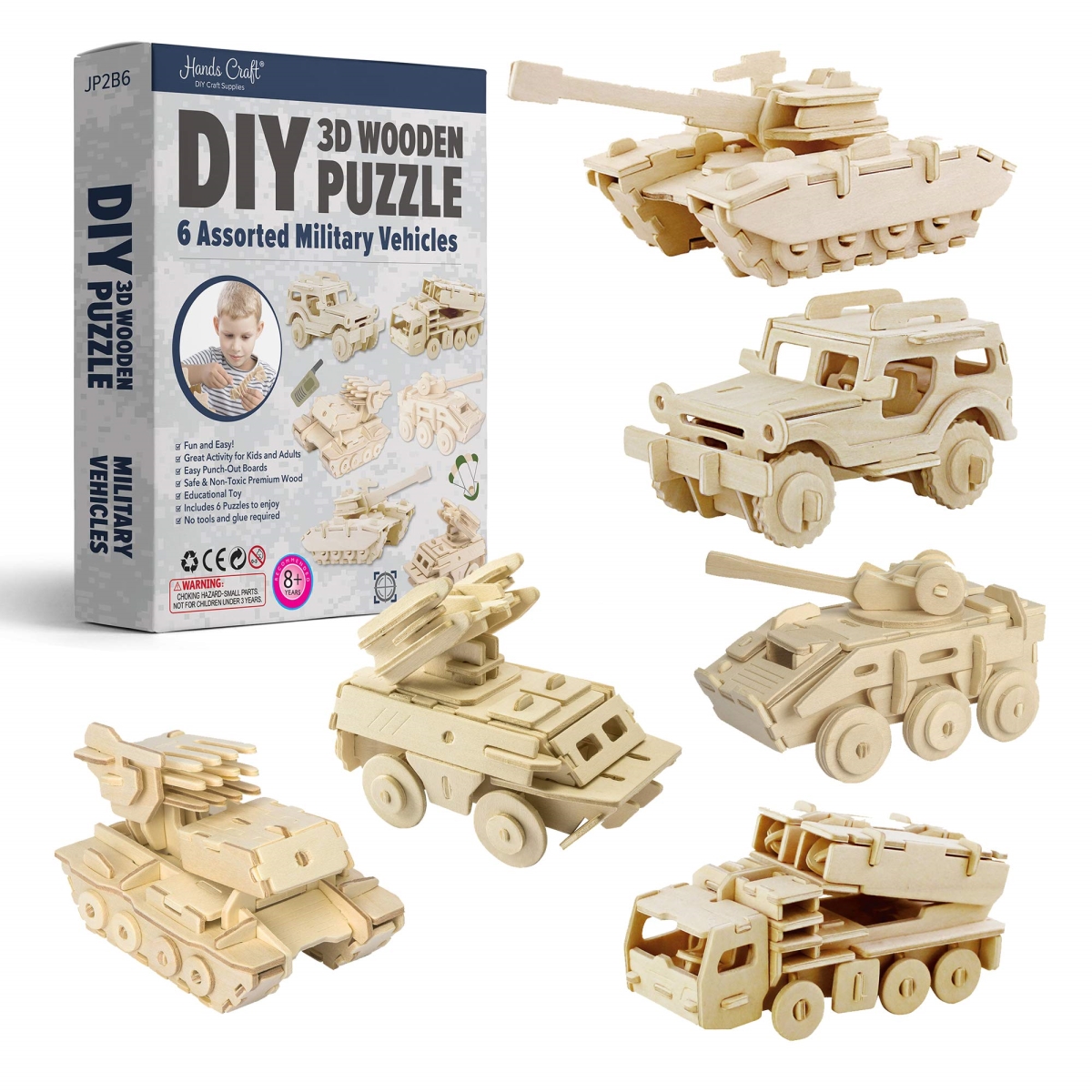 NT86715 DIY 3D Wooden Puzzle Military Vehicles Bundle Set