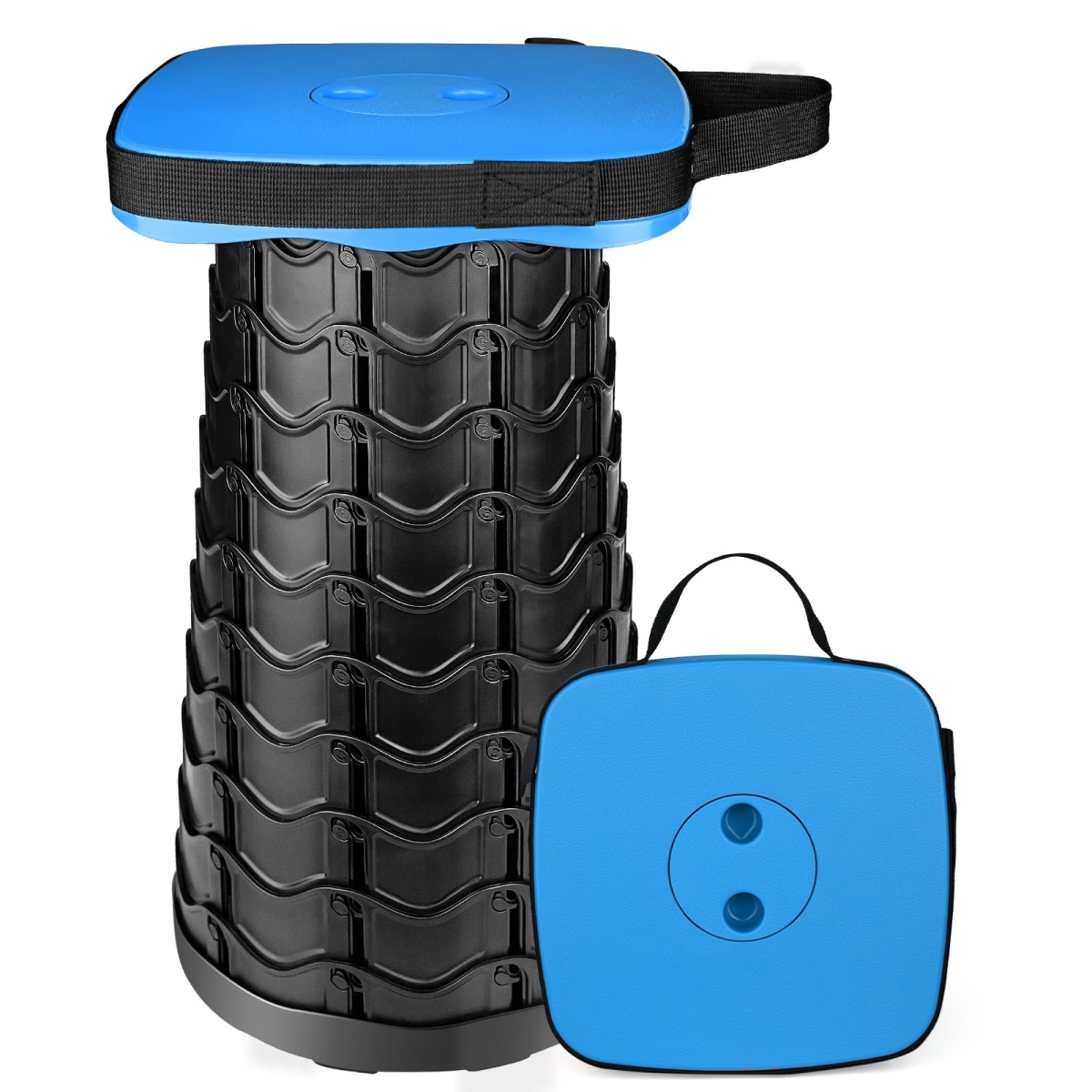 NT86776 Upgraded Collapsible Stool, Heavy Duty, 550 lbs Load Capacity, Portable Foldable Telescopic Stool - Blue
