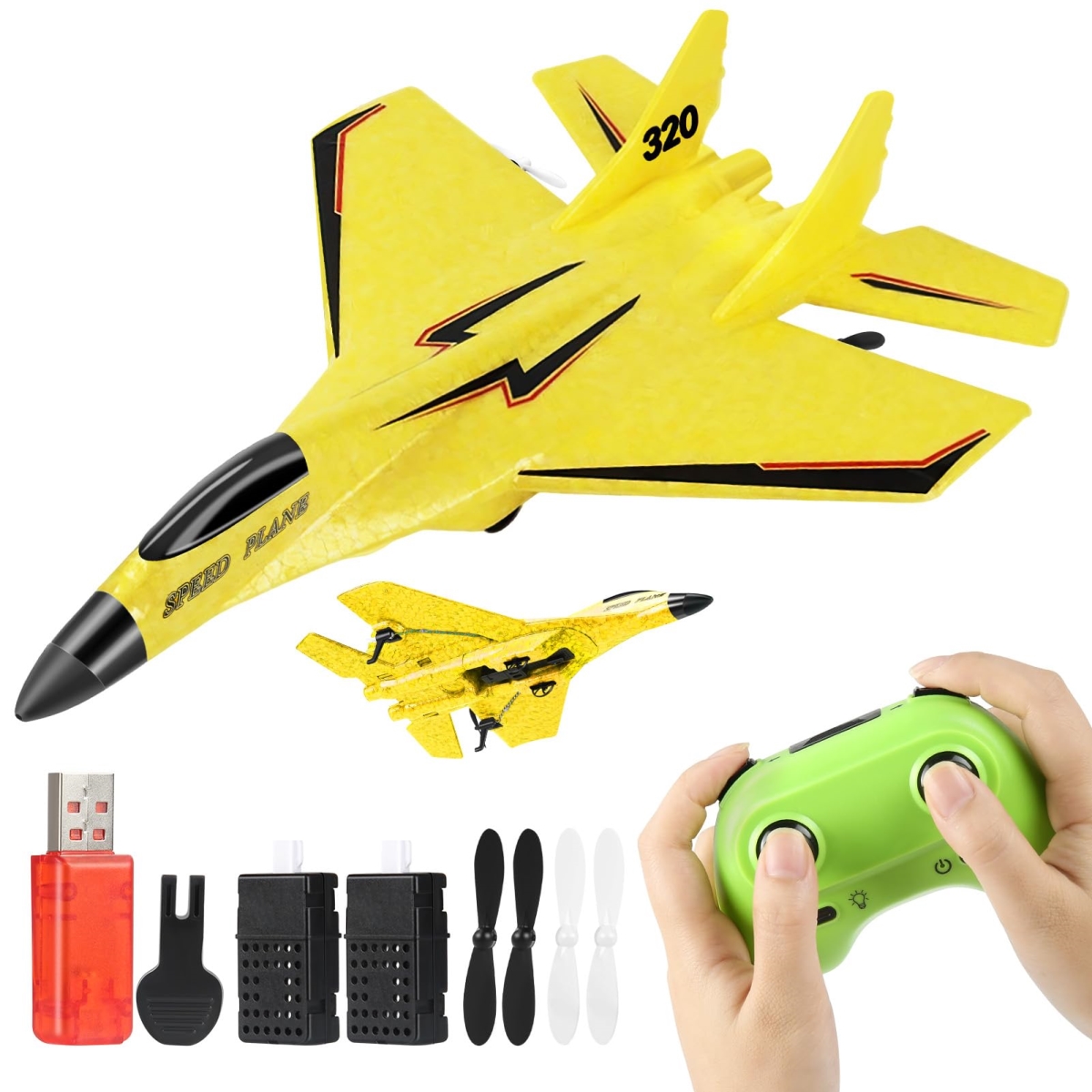NT86785 Remote Control Plane, Remote Control Wireless Airplane Toys with Lights - Yellow