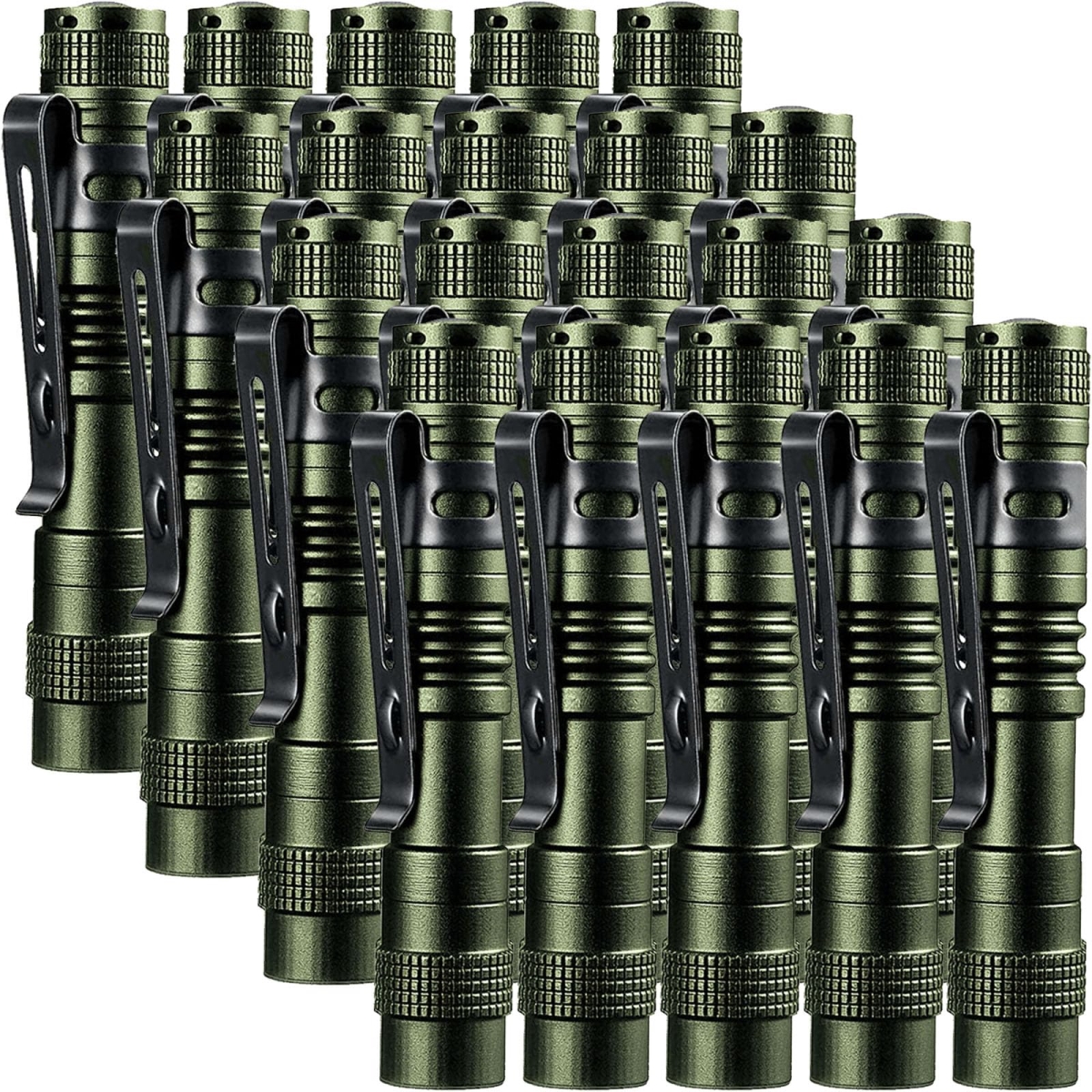 NT86896 Beieverluck Pen Light Flashlight with Clip, Waterproof LED Pocket Pen Flashlights, Green - Small - Pack of 20
