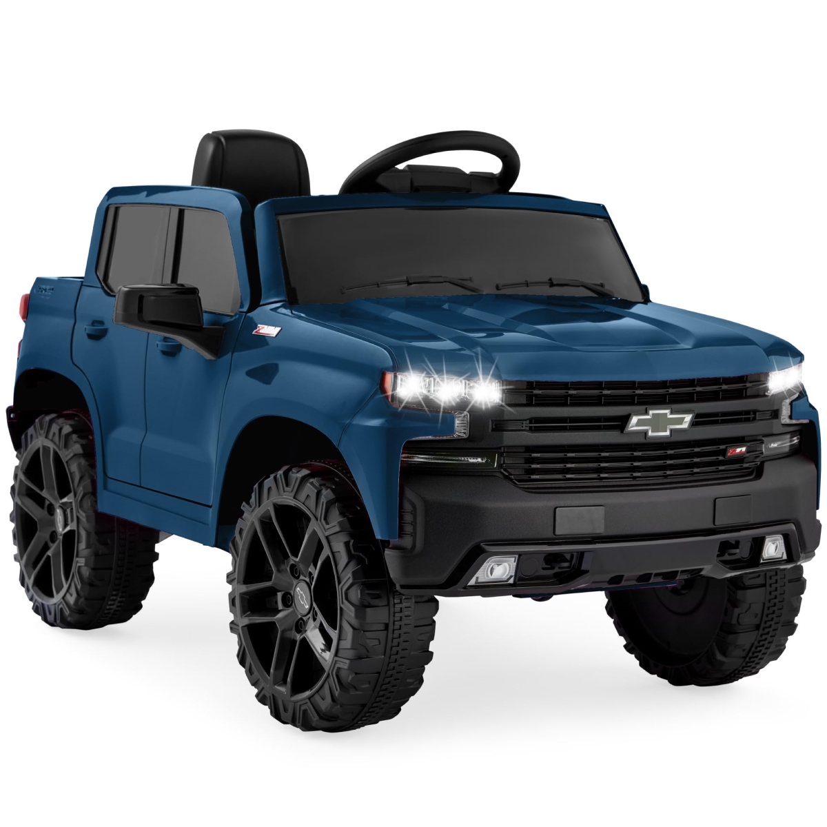 NT87147 Best Choice Products 12V Licensed Chevrolet Silverado Ride On Truck, Electric Car Toys - Blue