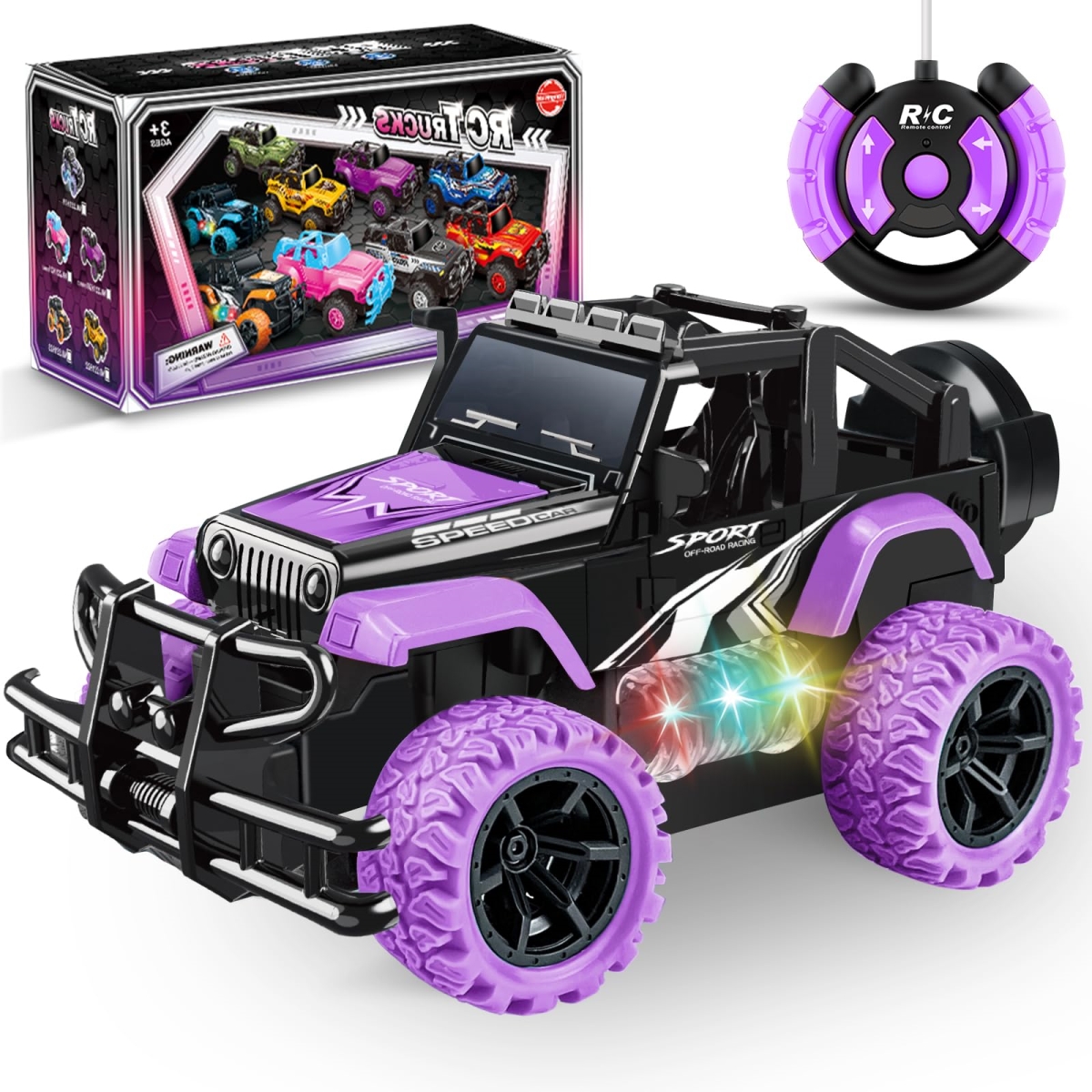 NT87201 Bloodline RC 1-20 Scale Remote Control Car with 3D Lights, Off-Road Monster Truck Toys, Purple