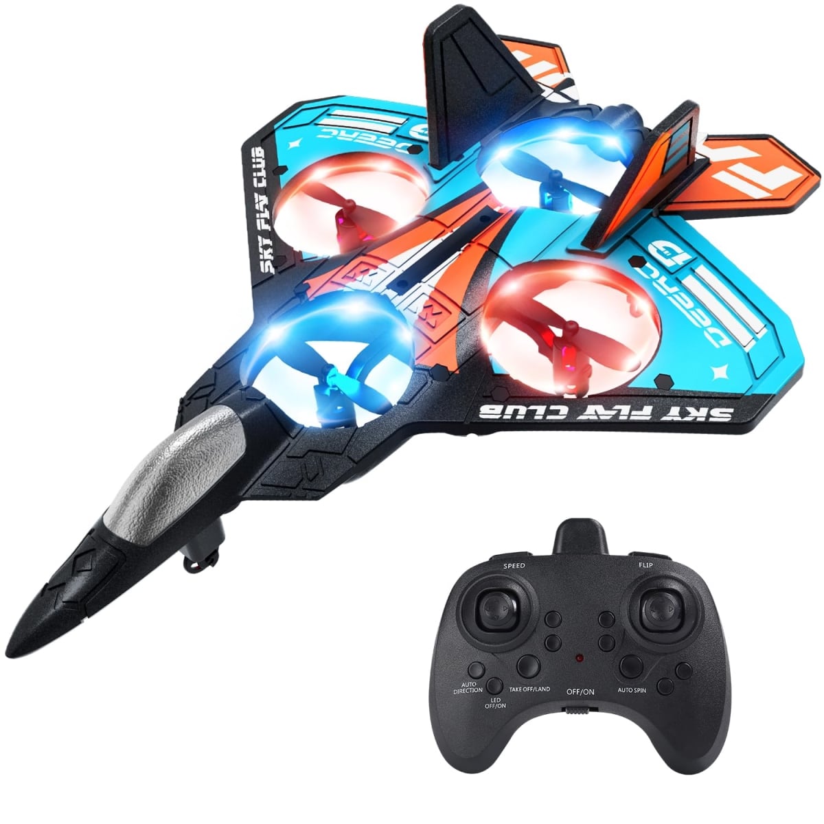 NT87243 Foam Drone Remote Control Airplane for Kids & Beginners, Remote Control Plane Fighter Jet Helicopter with Light