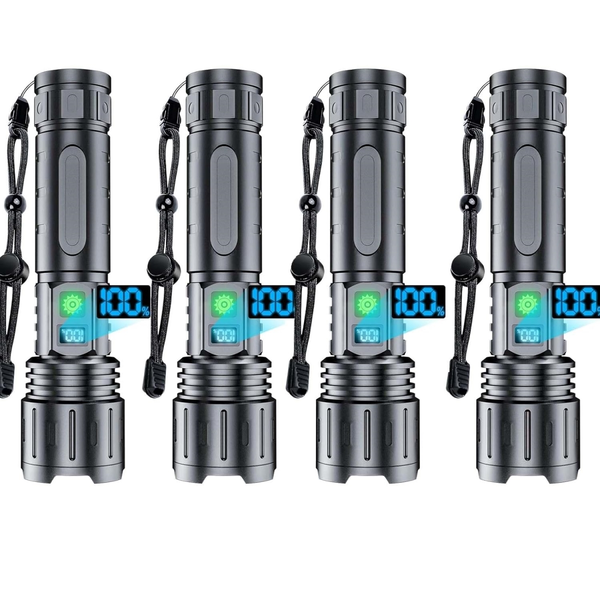 NT87475 Rechargeable Flashlights High Lumens - 2000 Lumens Super Bright LED Flashlight with Power Display & IPX5 Waterproof - 4 Piece