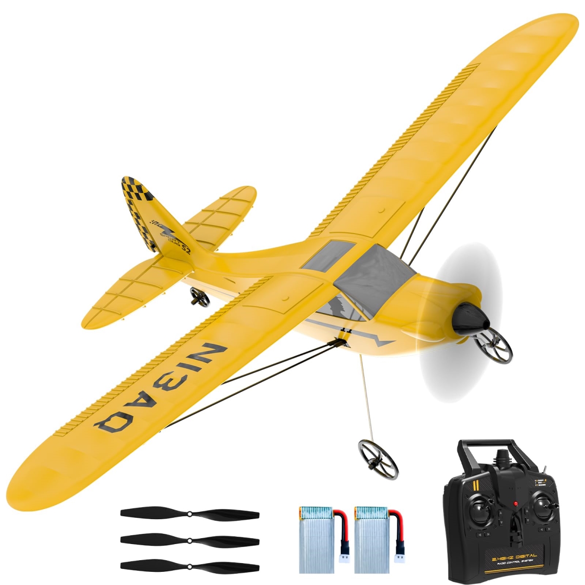 NT87634 28 in. Remote Control Plane 3 Channel Remote Control Airplane Trainer Sport Cub S2, Yellow