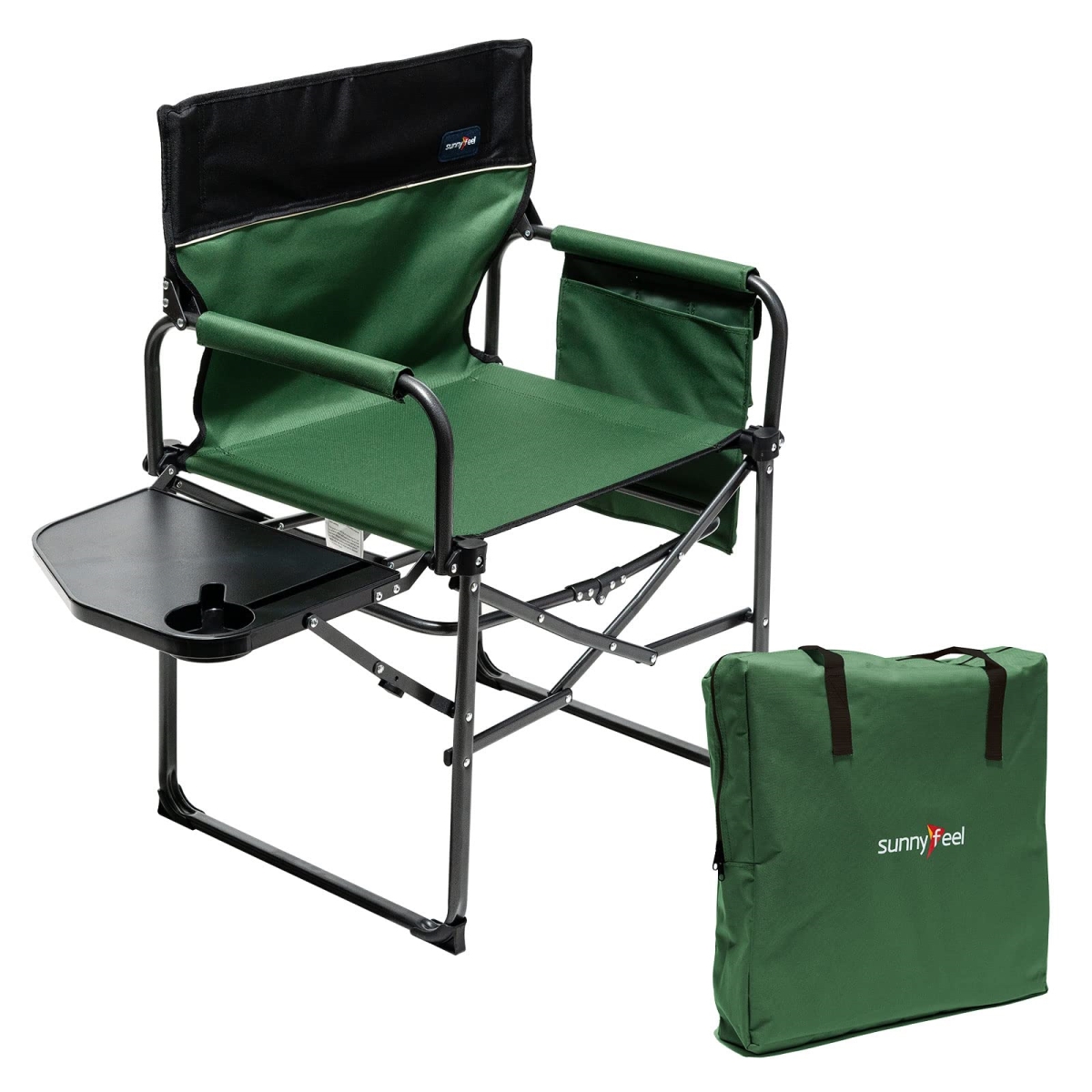 NT87683 Heavy Duty SUNNYFEEL Camping Directors Chair, Oversized Portable Folding Chair with Side Table