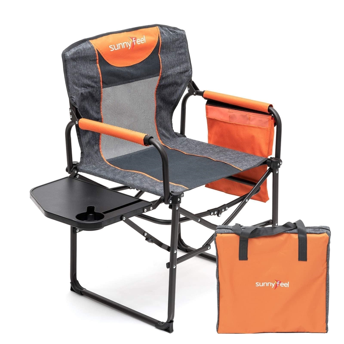 NT87685 SUNNYFEEL Heavy Duty Camping Directors Chair, Oversized Portable Folding Chair with Side Table