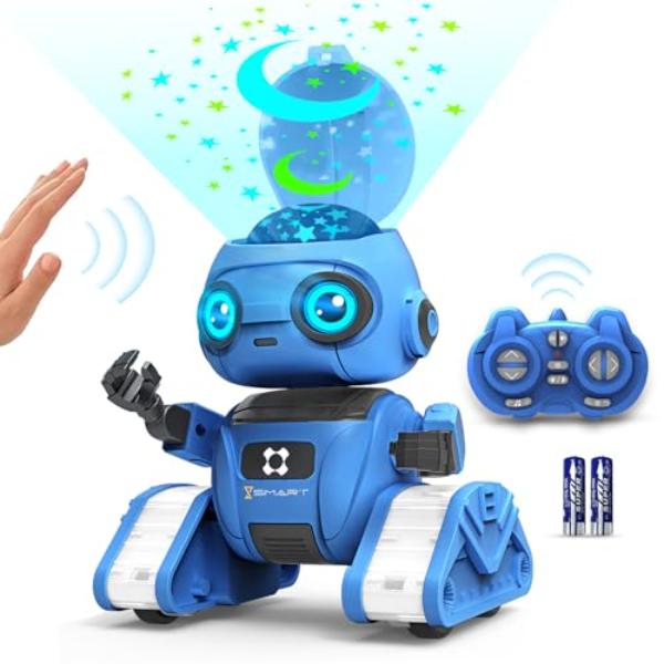 NT87698 Rechargeable Remote Control Robot Toys for Kids with Light Projection, Dance Moves, Music & Gesture Sensing - Blue