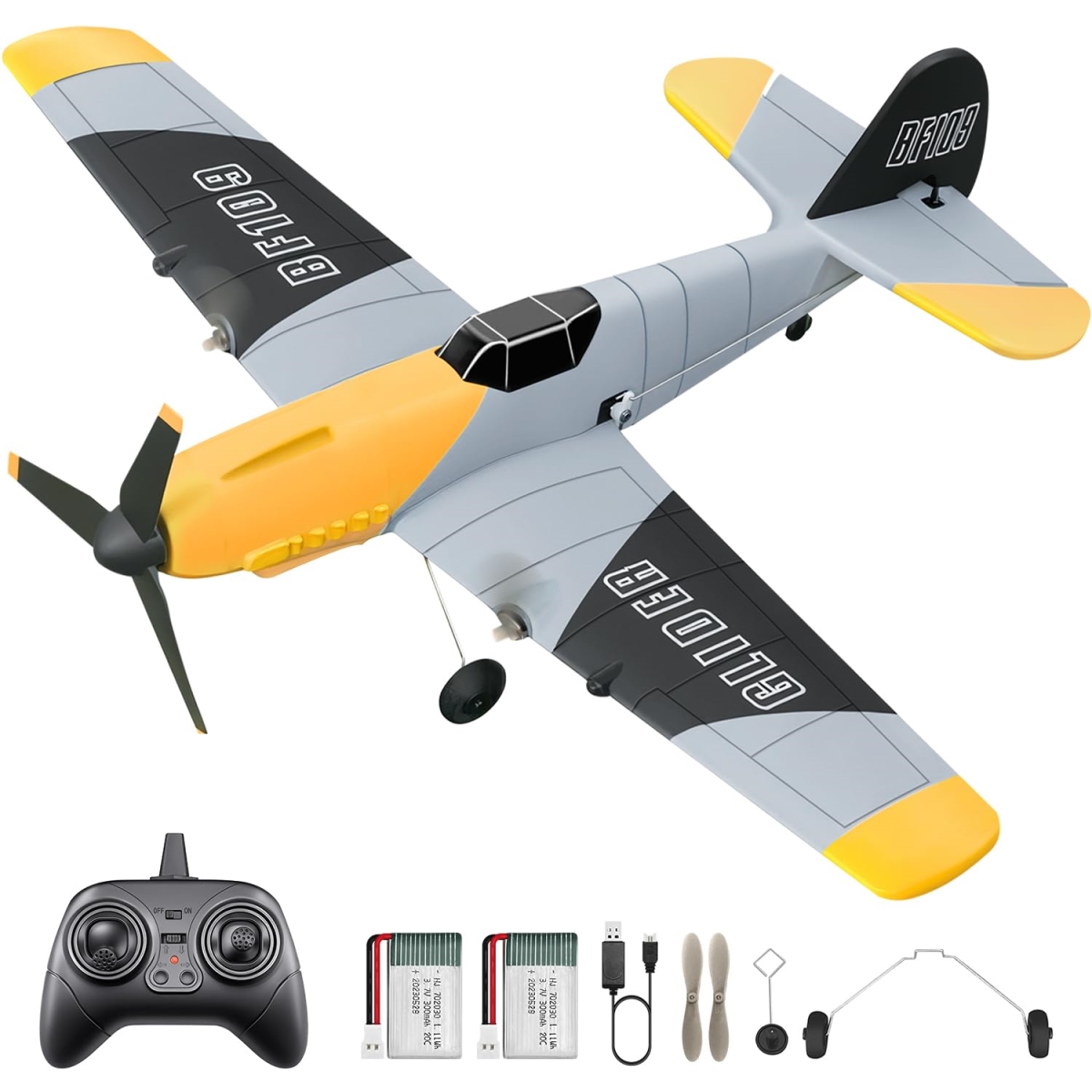 NT87973 HAWKS WORK 3 Channel Remote Control Plane BF-109, Remote Control Airplane Ready to Fly