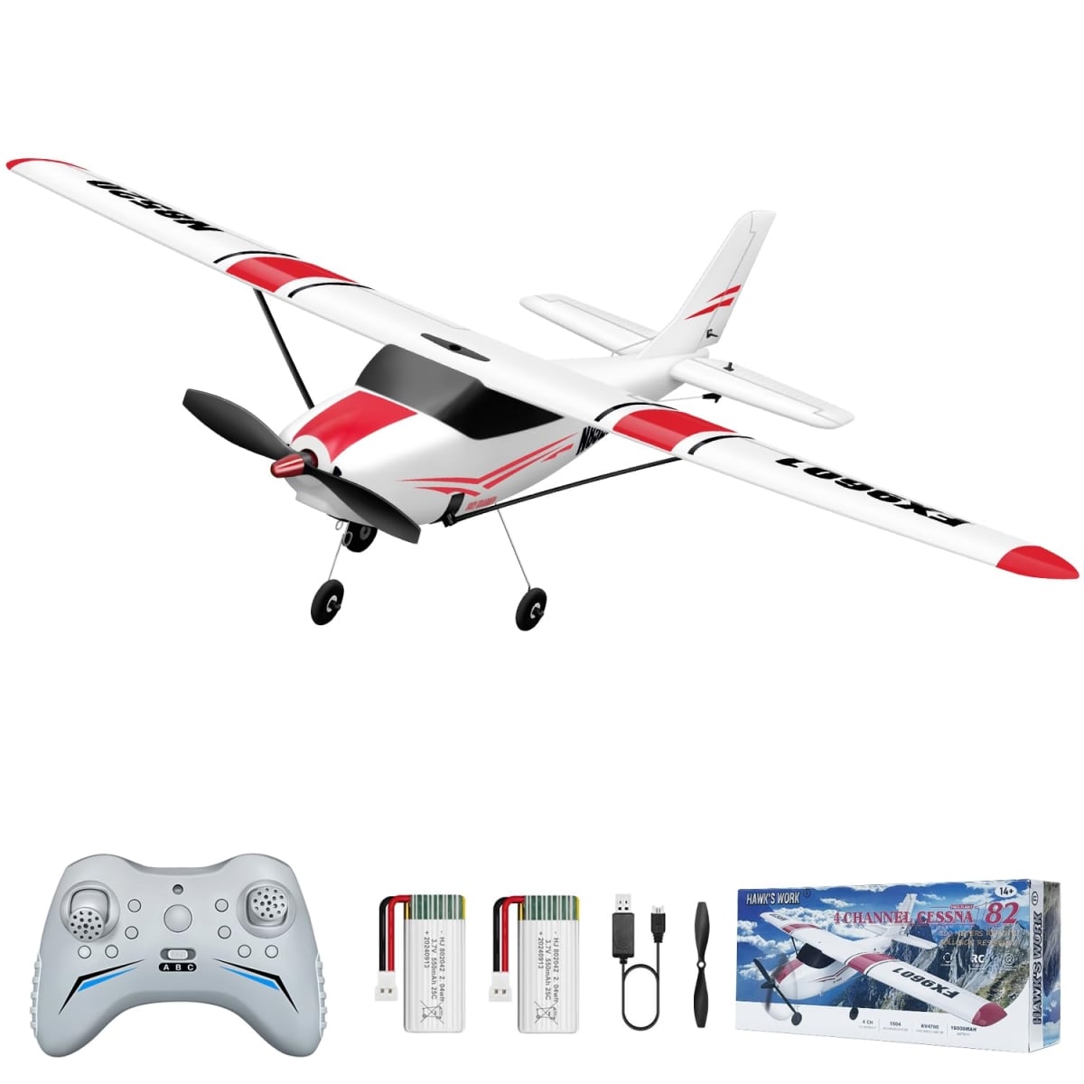 NT87979 HAWKS WORK 4 Channel Remote Control Plane, Remote Control Airplane Cessna, Ready to Fly, Easy Trainer for Beginner & Kid
