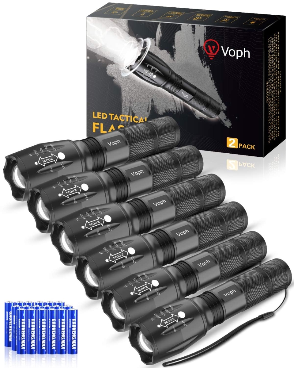 NT83774 5 Modes High Waterproof & Focus Zoomable Lumens Tactical LED Flashlights - Pack of 6