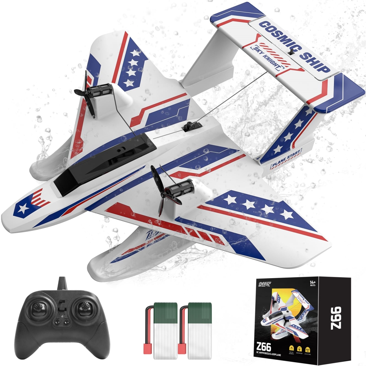 NT83829 DEERC 3 Channel Amphibious Remote Control Plane for Water, Land & Air, Remote Control Airplane Flying Boat Toys