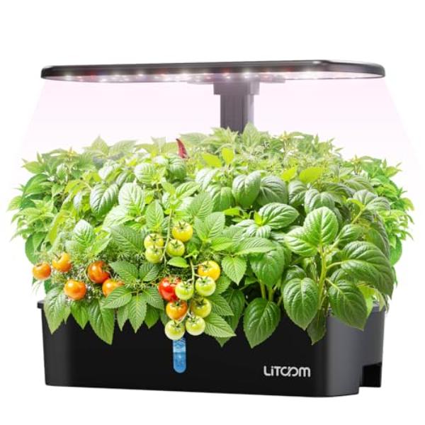 NT83979 litokam 12-Pod Hydroponics Growing System Kit with LED Grow Light, Indoor Herb Garden Planter with Quiet Water Pump