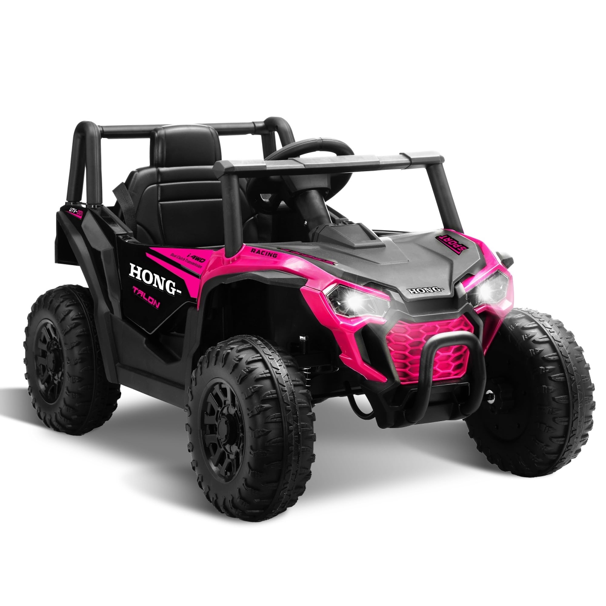 NT84043 12V Kids Ride On Car, Battery Powered Electric UTV Truck with Remote Control, Bluetooth, Music, LED Light - Pink