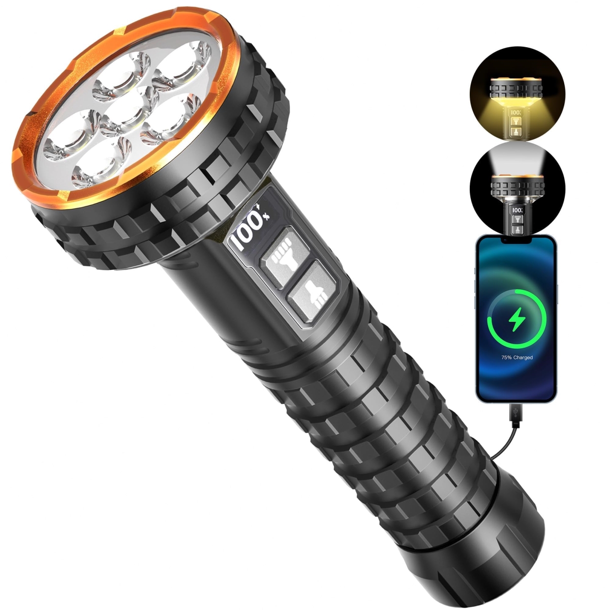 NT84159 5000 Lumens Rechargeable LED Flashlights with Digital Display