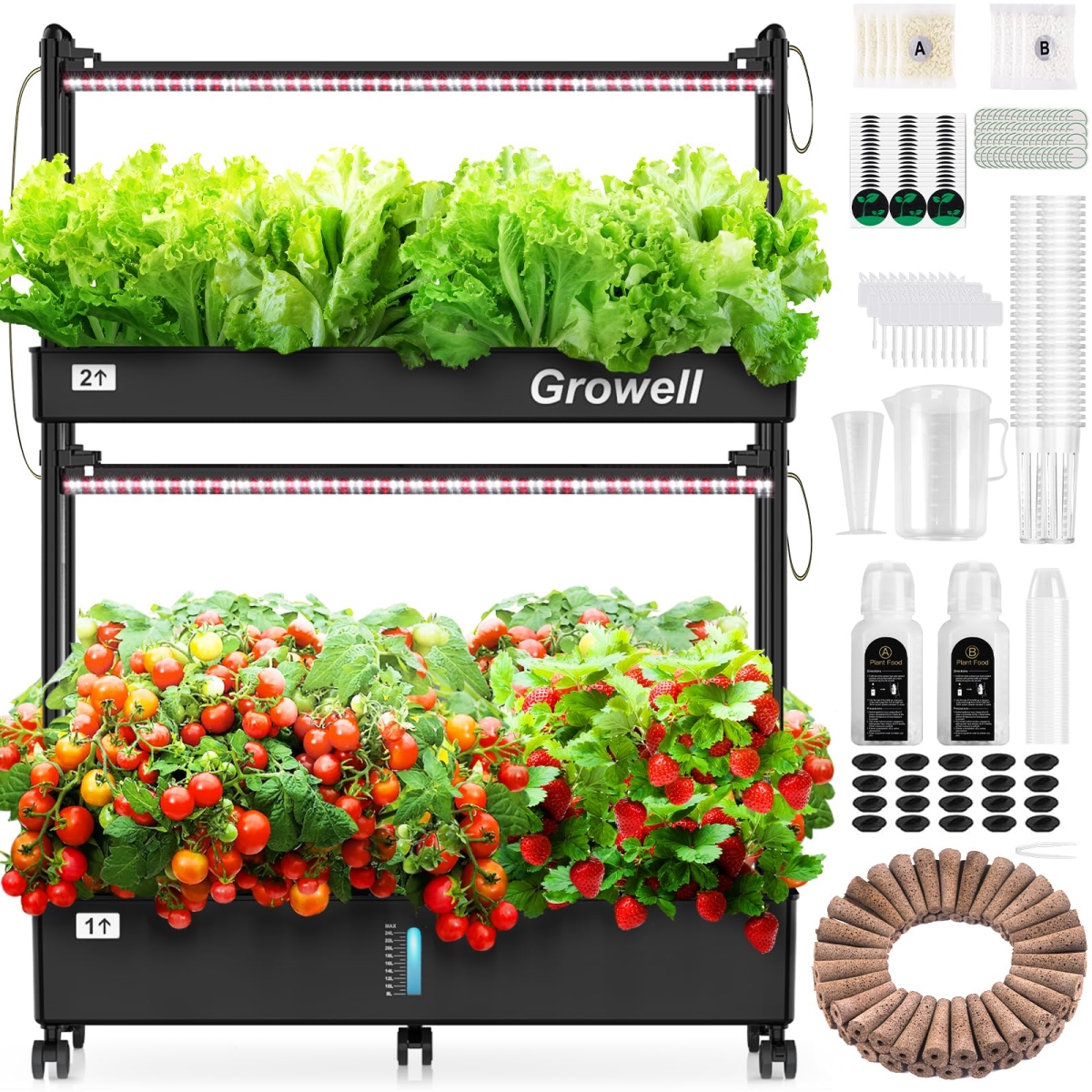 NT84165 Hydroponics Growing System Kit, 60 Pods Vertical Indoor Garden with LED Grow Light
