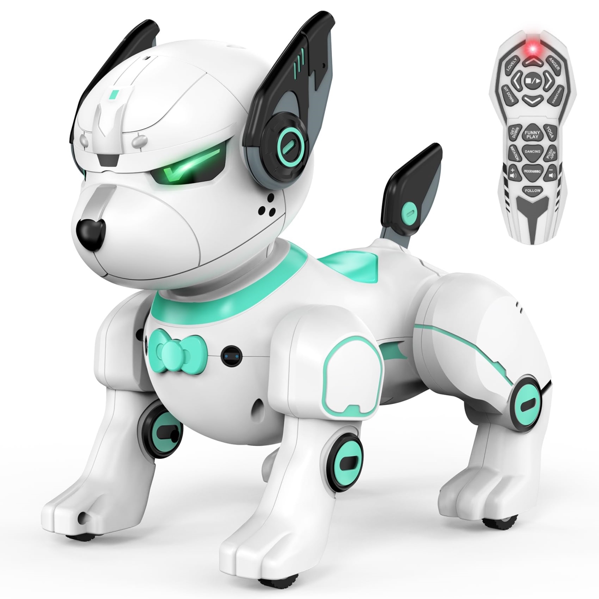 NT84216 Remote Control Robot Dog Toys, Programmable Smart Interactive Robotic Pet, Remote Control Stunt Robot Toys Green