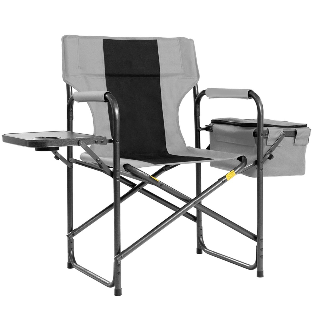 NT84244 Director Camping Chair with Cooler Bag & Foldable Side Tray - 400 lbs Heavy Duty Outdoor Chair - Black & Gray