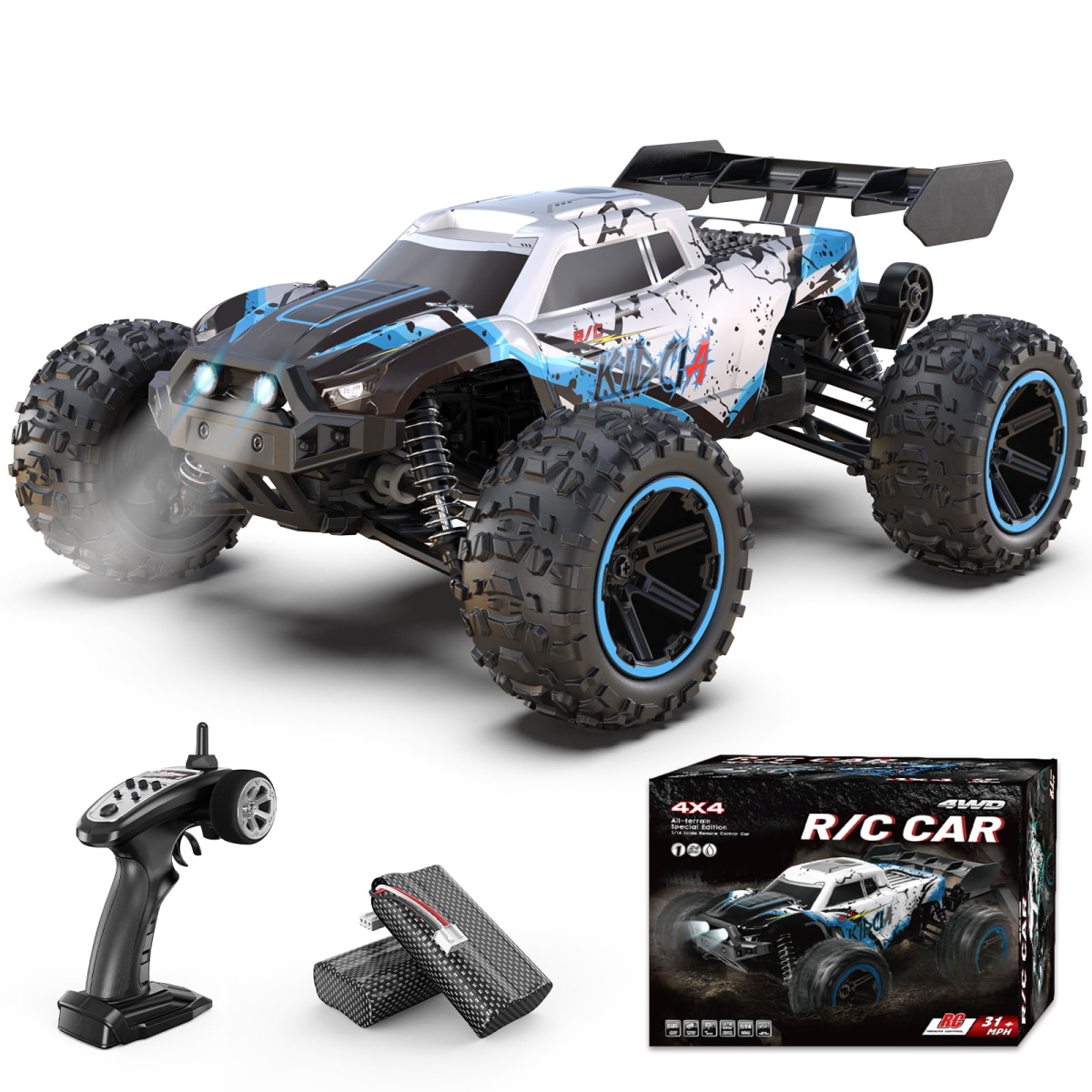 NT84390 1-14 Scale All Terrain Remote Control Car, 50 KPH High Speed 4WD Remote Control Truck with 60 Mins Runtime