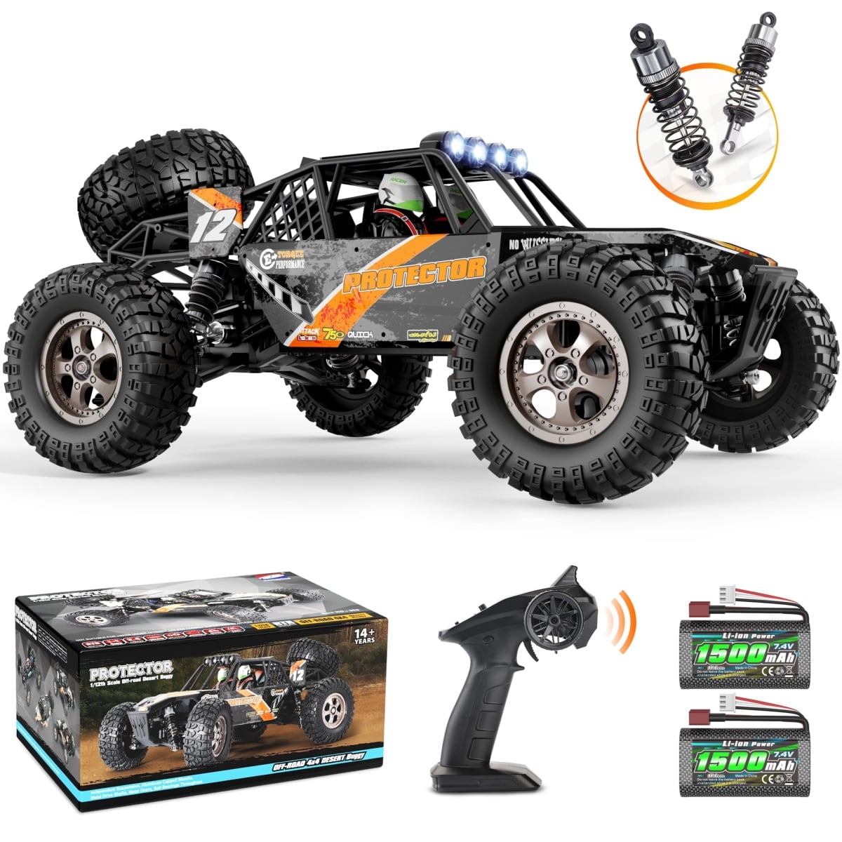 NT84488 HAIBOXING 1-12 Scale 4x4 Remote Control Car with 38 Plus KMH Speed, 2.4G All-Terrain Off-Road Truck Toys