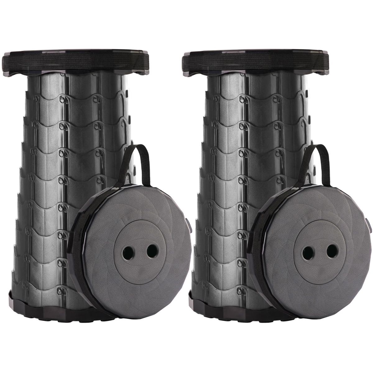 NT84574 Upgraded Foldable Stool, Portable Collapsible Chair for Outdoor Activities, Black - Set of 2