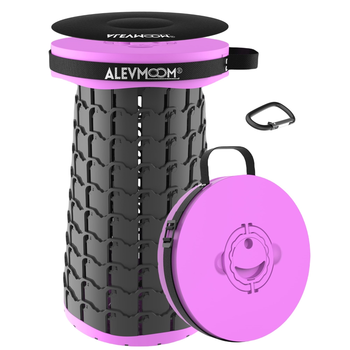 NT84918 19.7 in. ALEVMOOM Portable Telescoping Stool, XXL Collapsible with Cushion, 1000 lbs Capacity Folding Chair for Adults