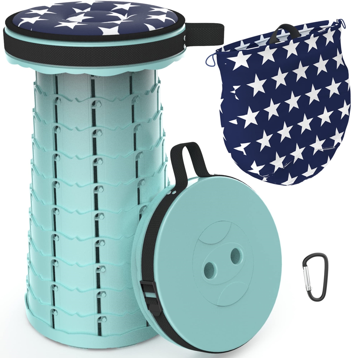 NT84923 ALEVMOOM Portable Telescoping Collapsible Stool with Cushion & Bag, 440 lbs Capacity