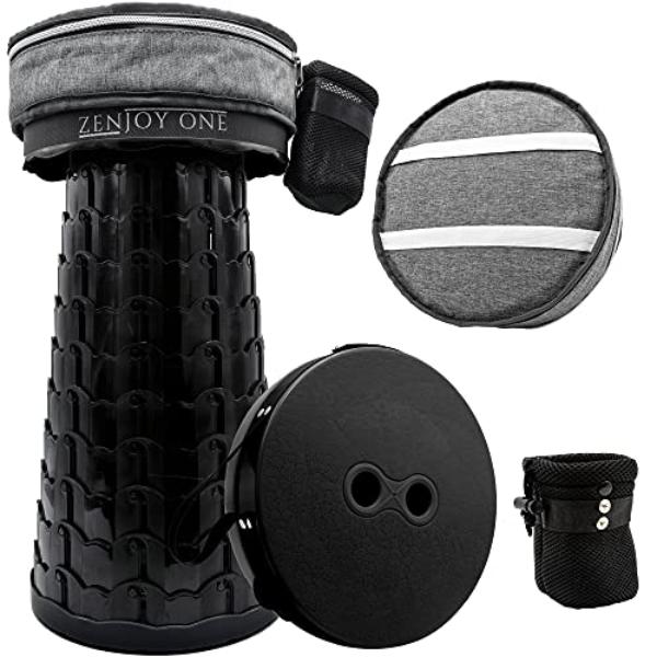 NT84985 Collapsible Portable Travel Seat, Retractable Telescopic Stool, 3-in-1 Cushion Pad