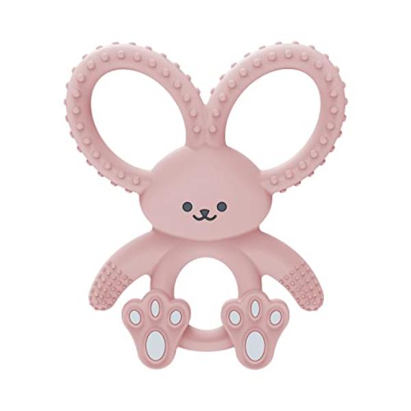NT85099 Dr. Browns Flexes Pink Bunny Baby Teether, 100 Percent Silicone, BPA Free, 3m Plus