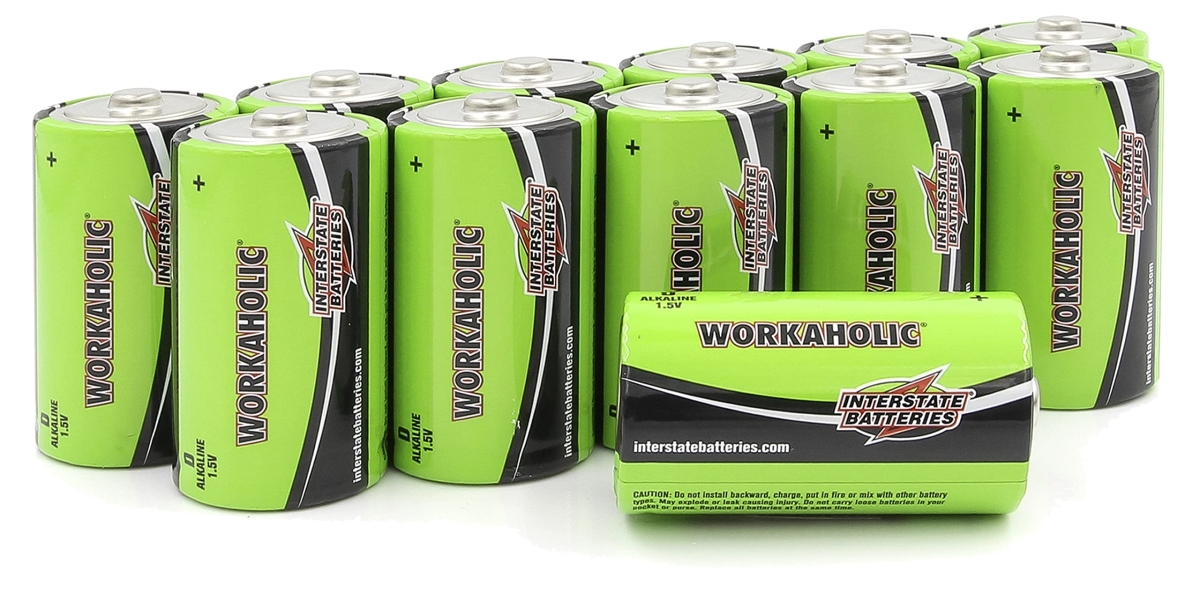 NT85114 Interstate D Cell Alkaline Batteries 1.5V High Performance - Pack of 12