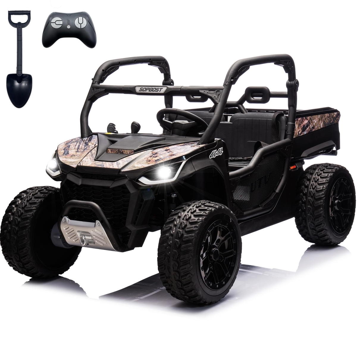 NT85230 XL Ride On Dump Truck with Electric Dump Bed, 24V 2 Seater, 4WD Kids Electric Car, Black