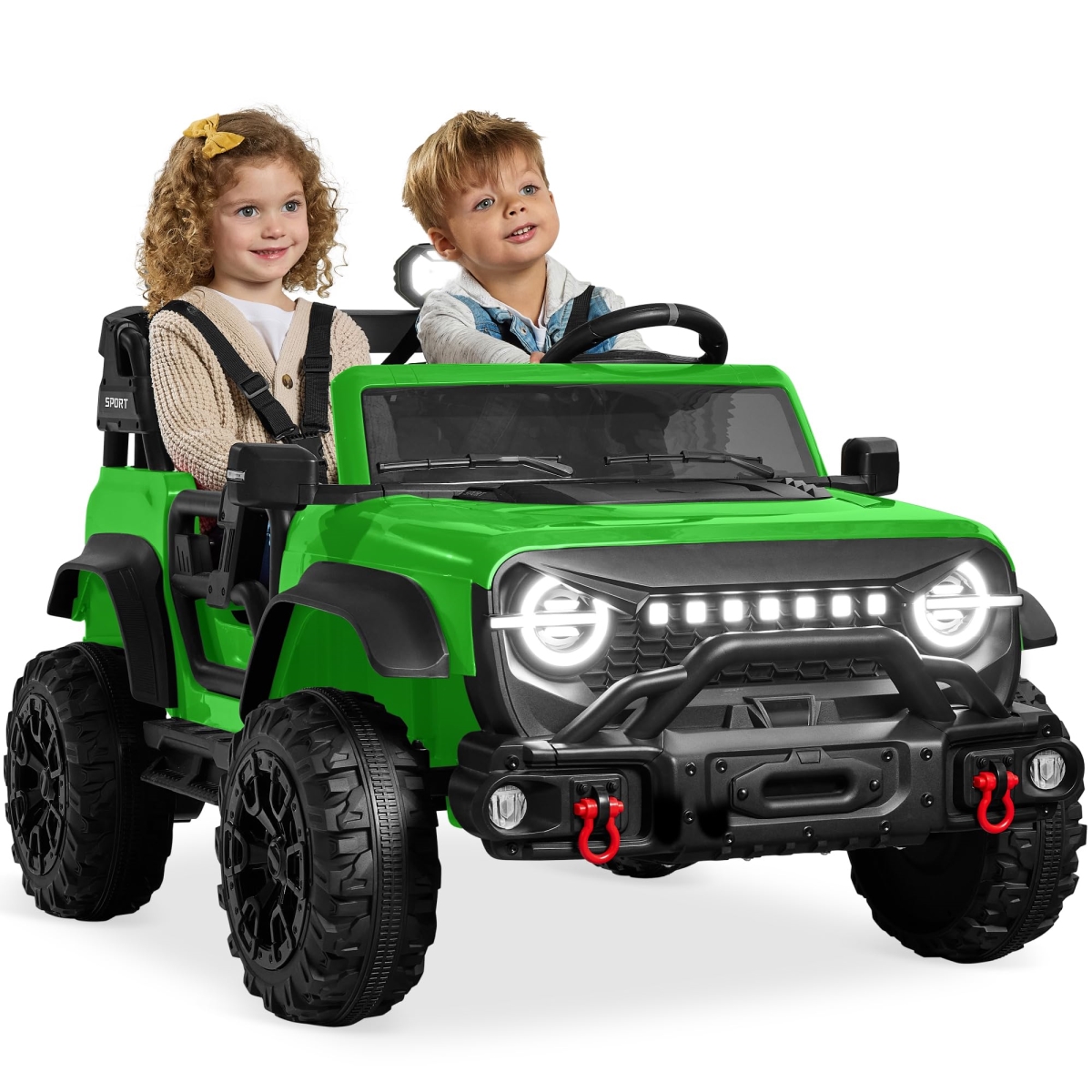 NT85270 Kids 24V 2-Seater Electric Ride On Car Truck - Kelly Green